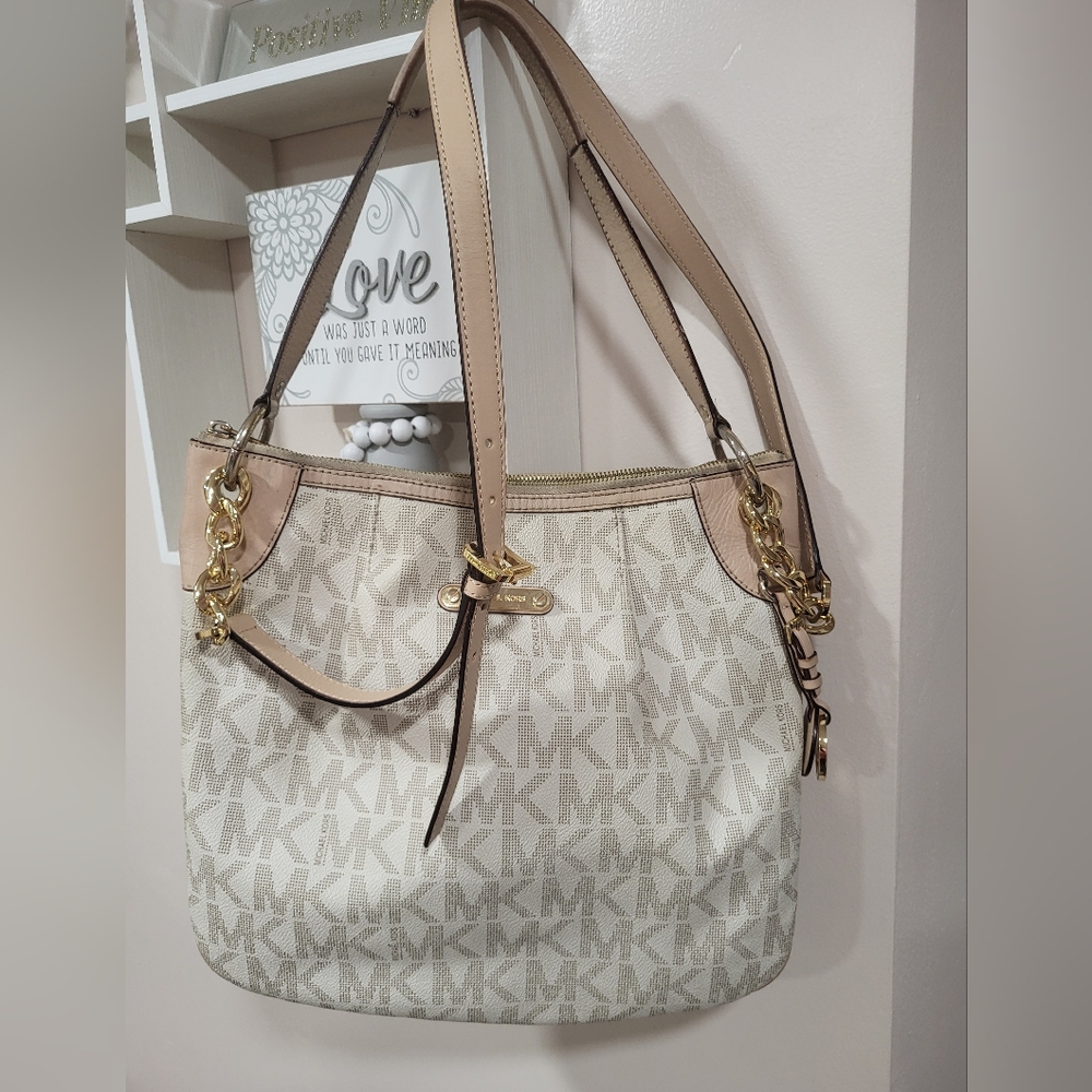 Michael Kors Cream and Tan Women's Bag Very Good Condition